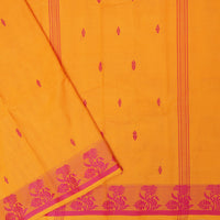 Orange With Red  Pure Cotton Saree without Blous