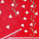 Red Linen Cotton Saree with Contrast Blouse