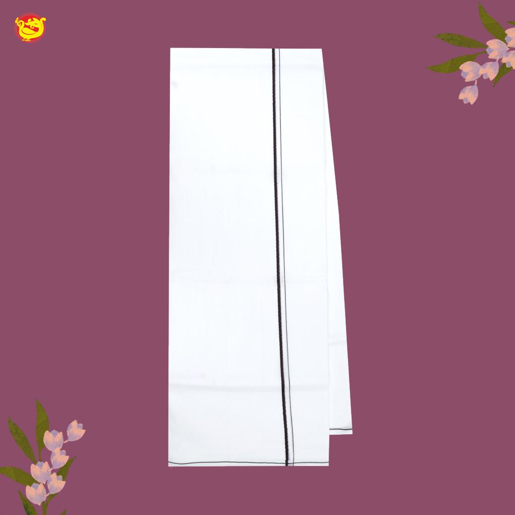 White with Brown Border Single Layer Cotton Men’s Dhoti