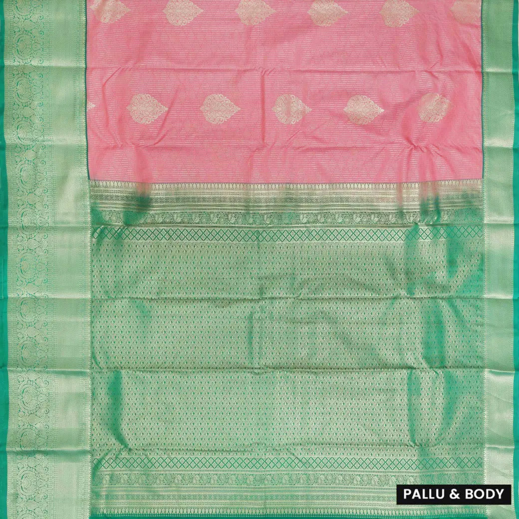 Baby Pink with Light Green Vairasoosi Soft Silk Saree