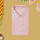 Petal Pink Colour Readymade Shirt And Matching Border Dhoti Set for Men