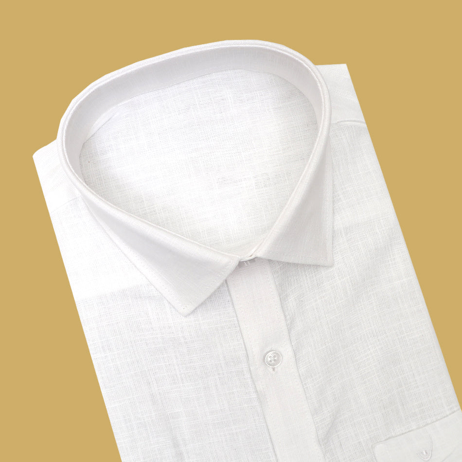 Men’s White Combed Cotton Half Sleeve Shirt