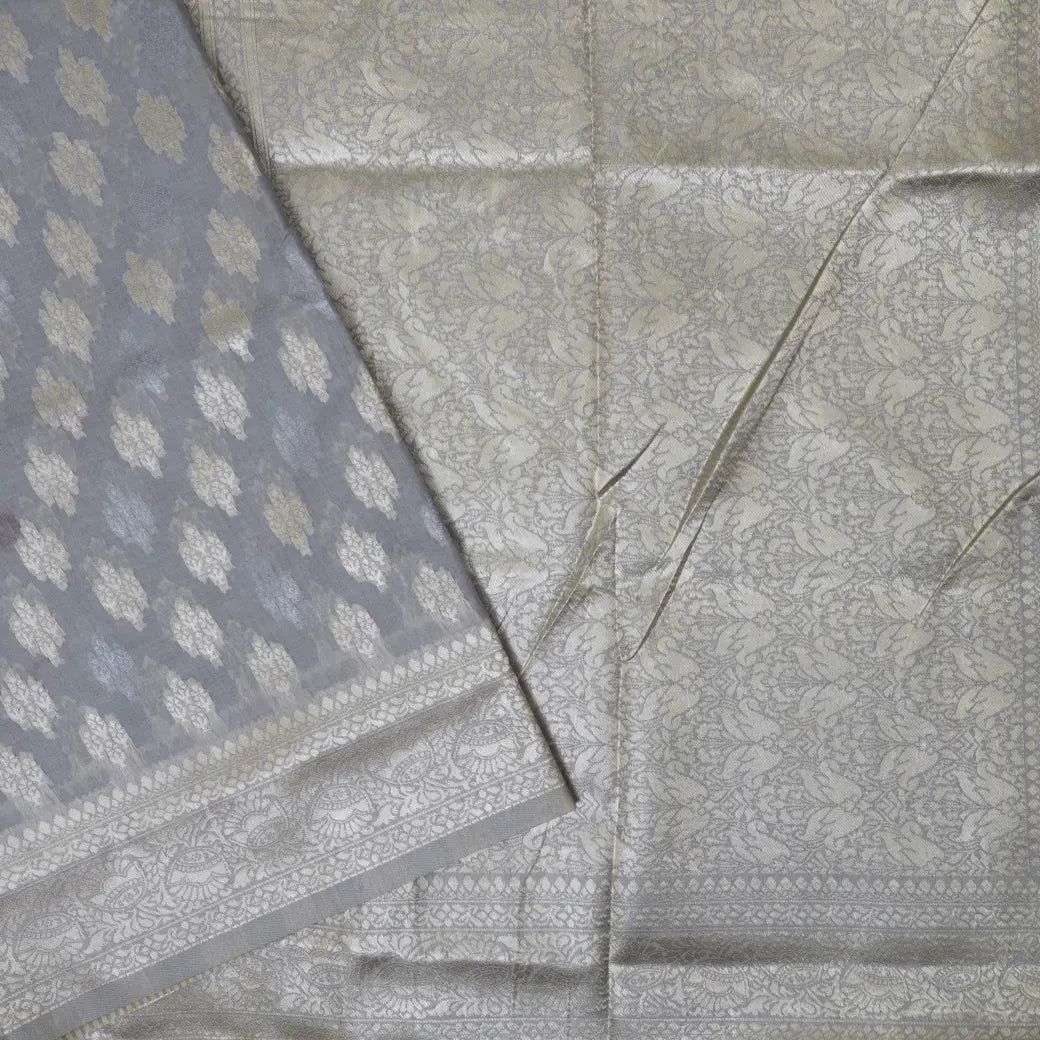 Dark Grey Colour Fancy Weaving Saree