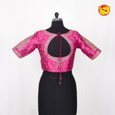 Magenta Pink Embroidered readymade blouse with cut work in sleeves - Thenianantham