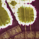 Olive Green With dark purple Sungudi Cotton Saree without Blouse