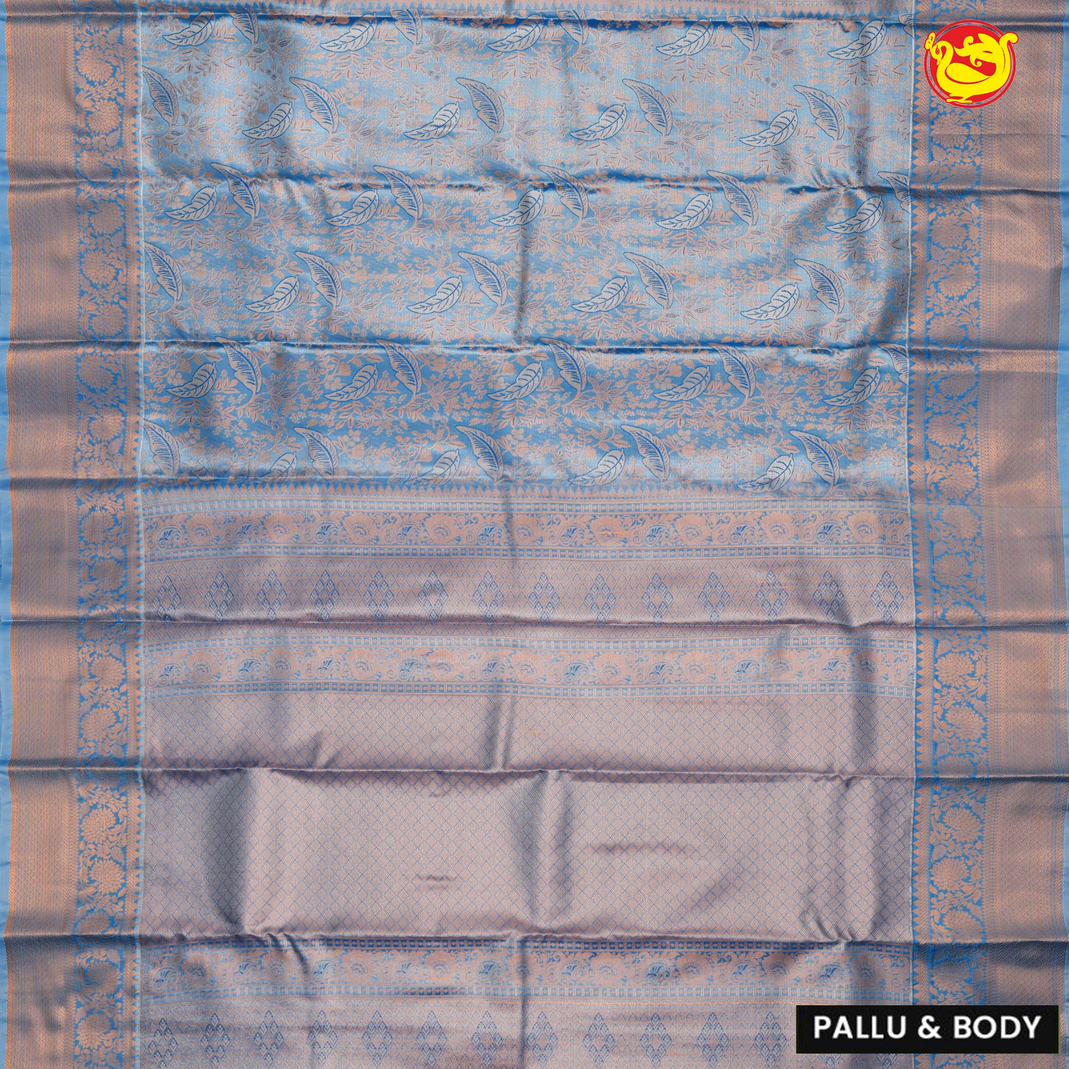 Sky Blue Banana Leaf's Tussar Silk Saree