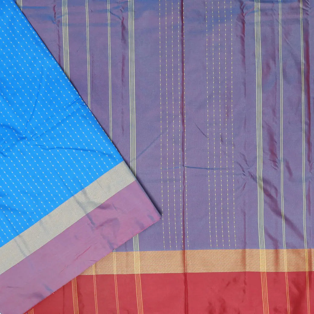 Blue With Light Purple Arani Silk Saree
