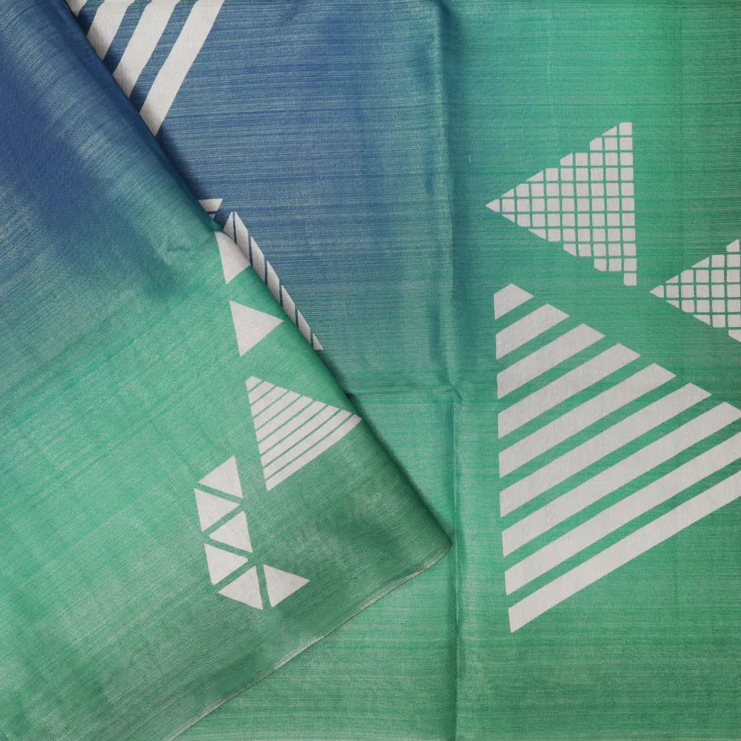 Blue with  Green Tissue Silk Saree