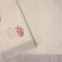 Cream Yellow Color Linen Cotton Saree