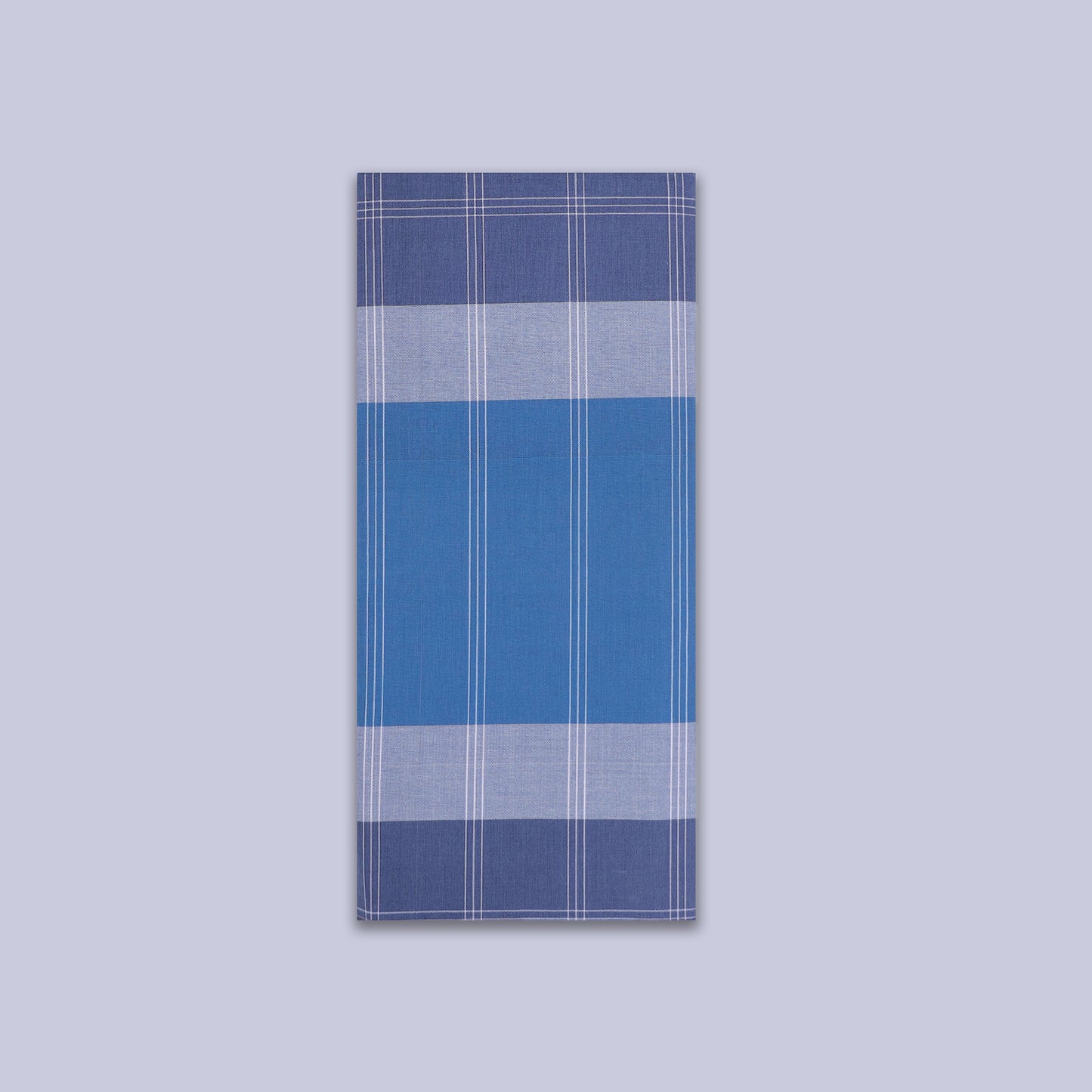 Men’s Royal Blue With Grey Checked Cotton Stitched Lungi