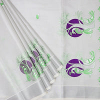 Southloom Exclusive Onam Kerala Traditional Fancy Border Floral Cotton Saree (Matching Plain Blouse Included)