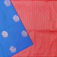 BLUE with REDSoft Silk Saree