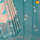 Creamy Sandel with Green  Lotus Floral Kubera Pattu Saree