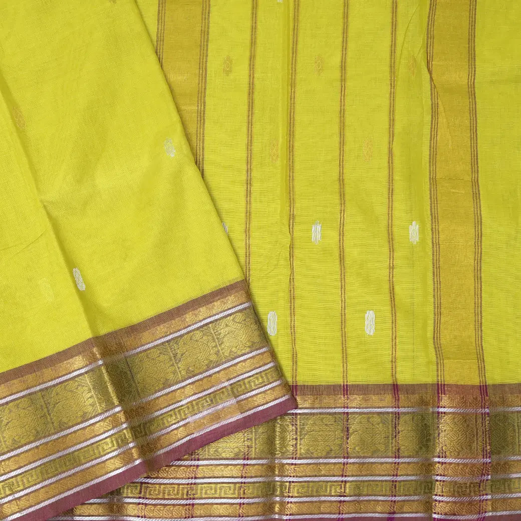 Yellow  Cotton Saree without Blouse