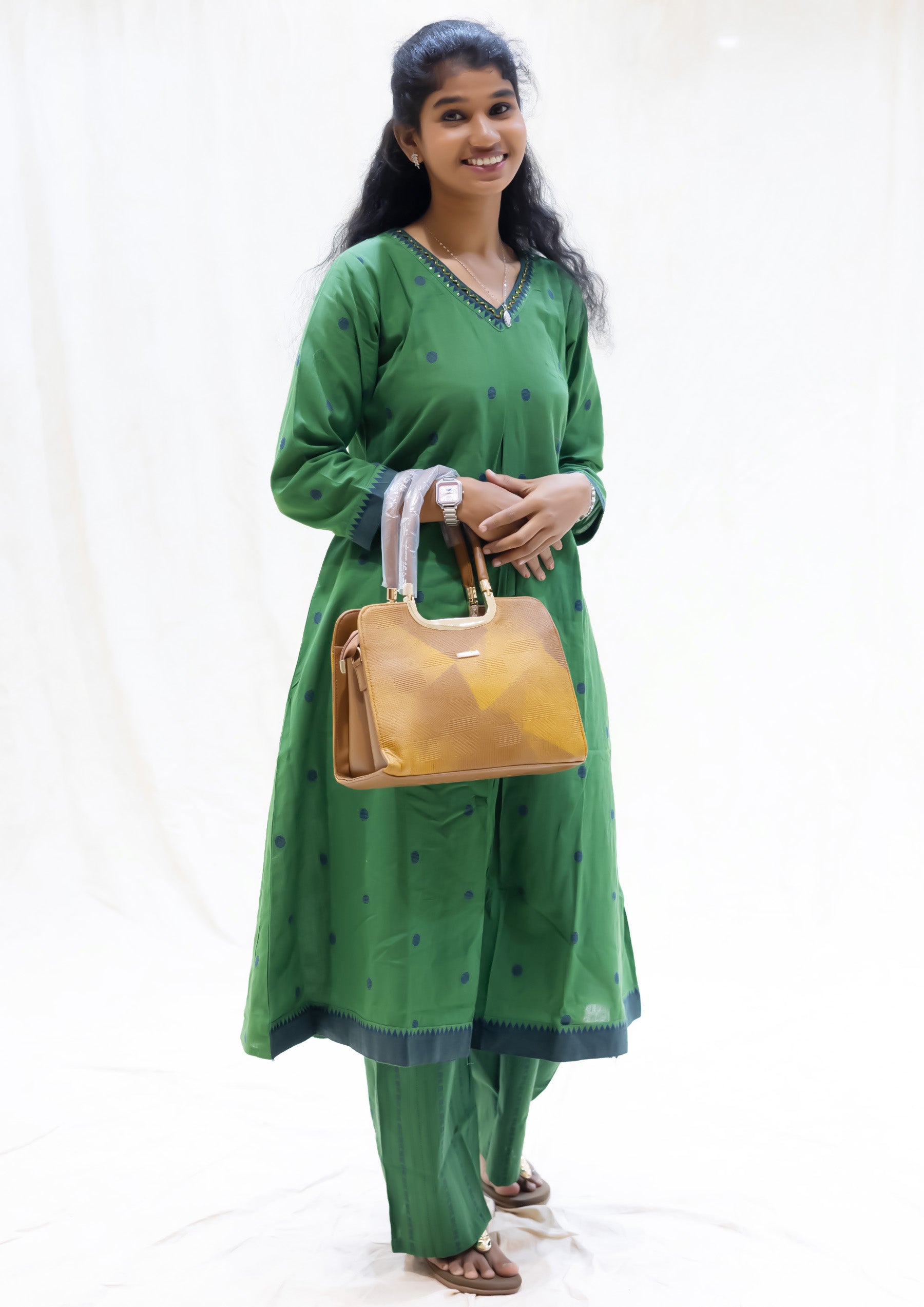 Yaazhini- Green Color Ladies Branded Co-ord-set Readymade