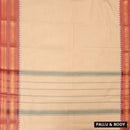 Sandal With Red Pure Chettinad Cotton Saree without Blouse