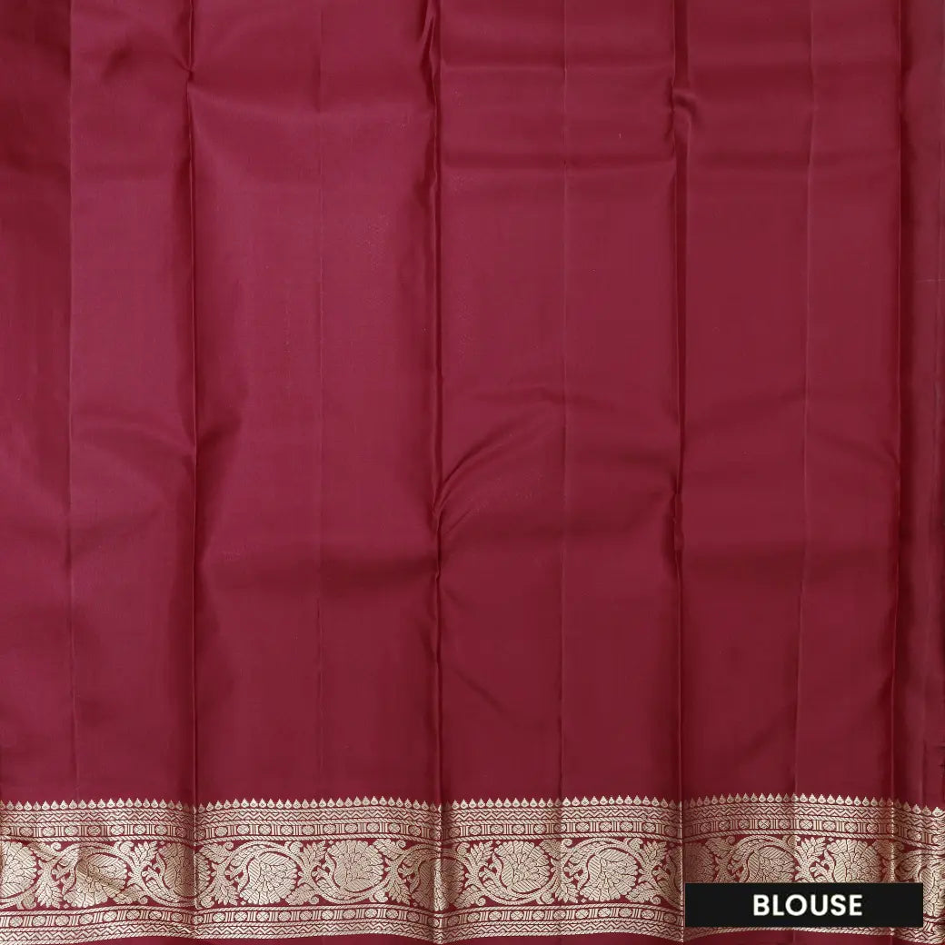 Teal green with Maroon Soft Silk Saree