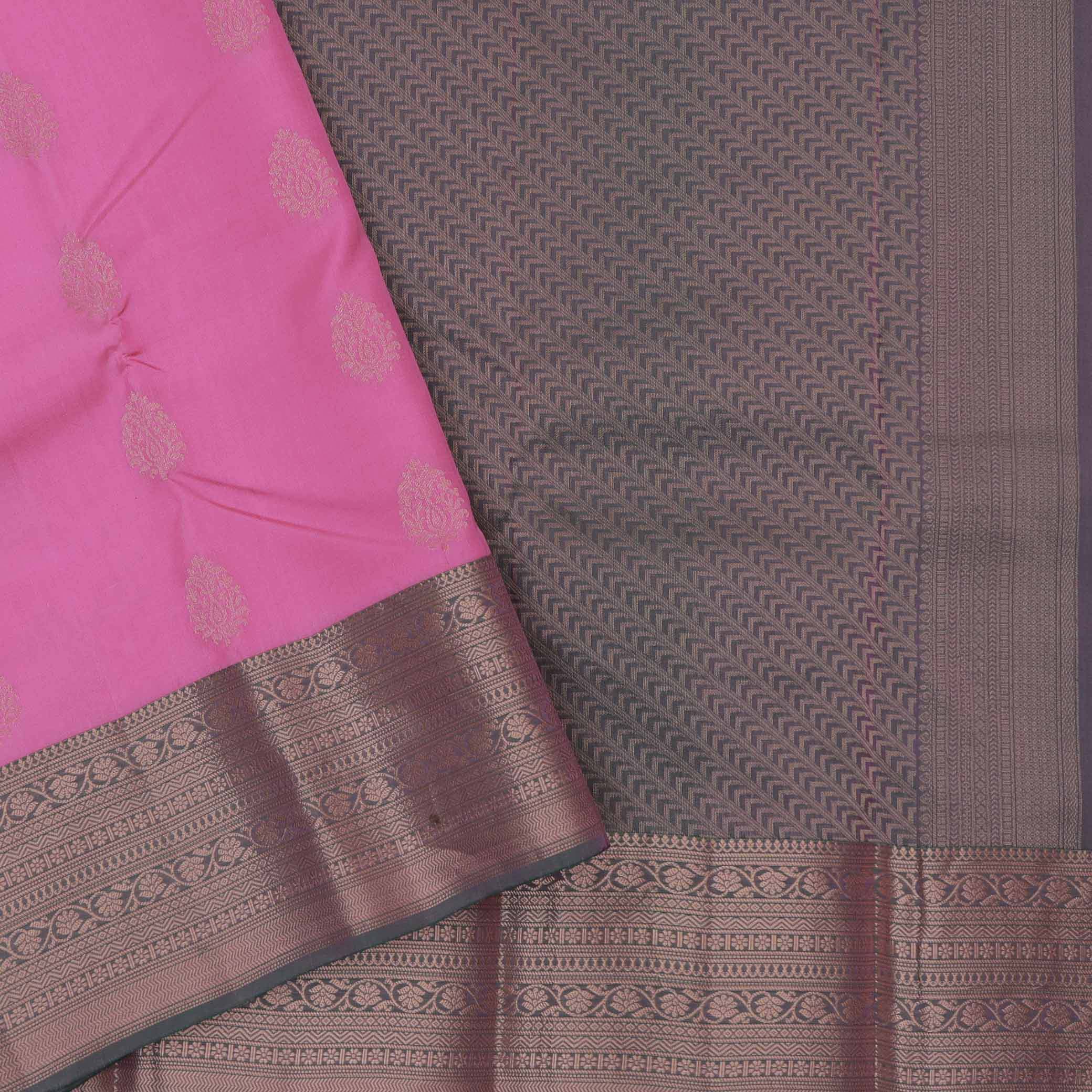 Rose with grey border soft silk saree