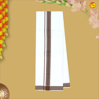 Brown With White Readymade Shirt And Matching Border Dhoti Set for Men