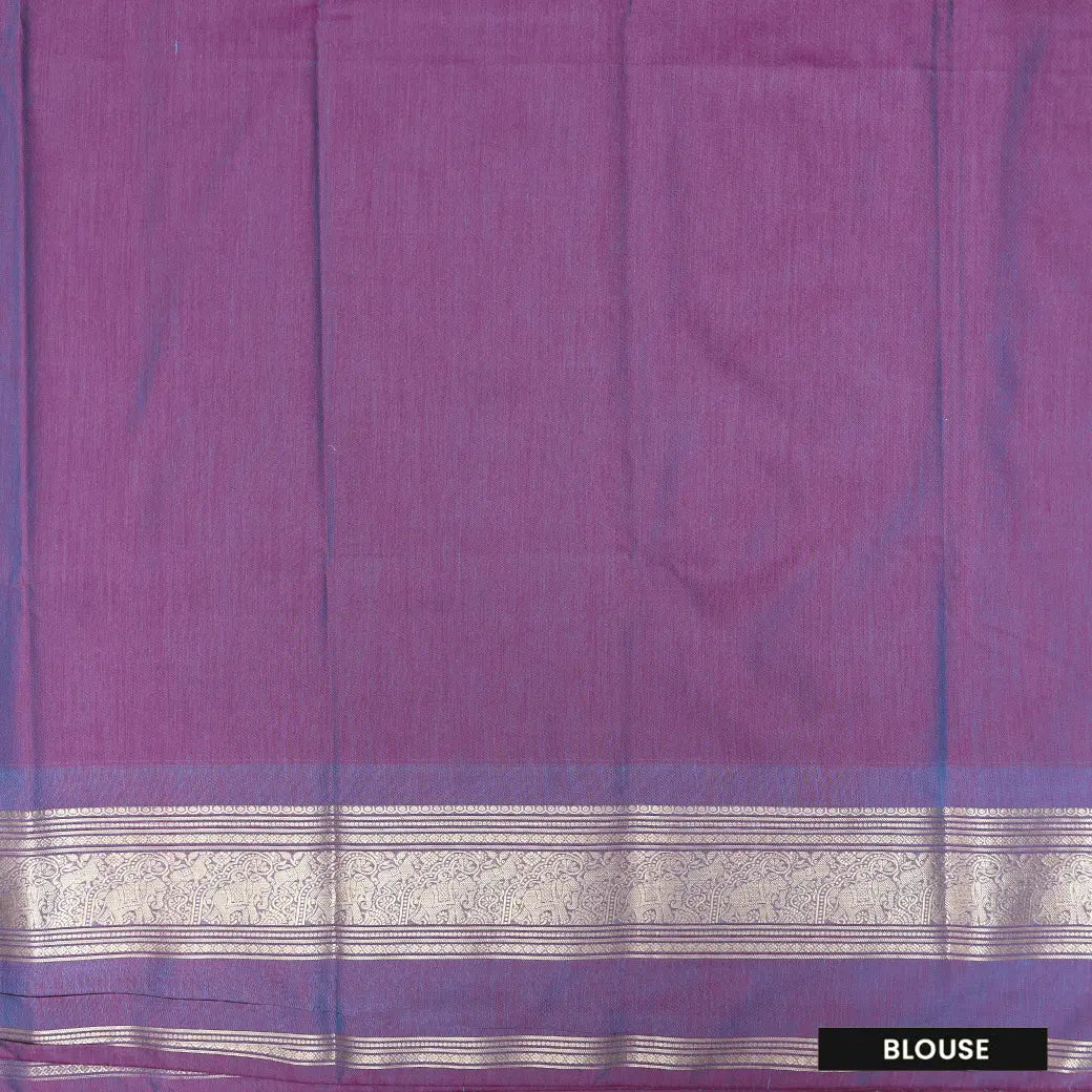 Tiffany Blue with Light Purple Copper Zari Border Soft Silk Saree
