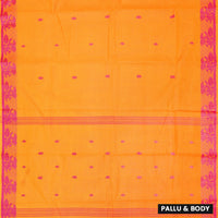 Orange With Red  Pure Cotton Saree without Blous