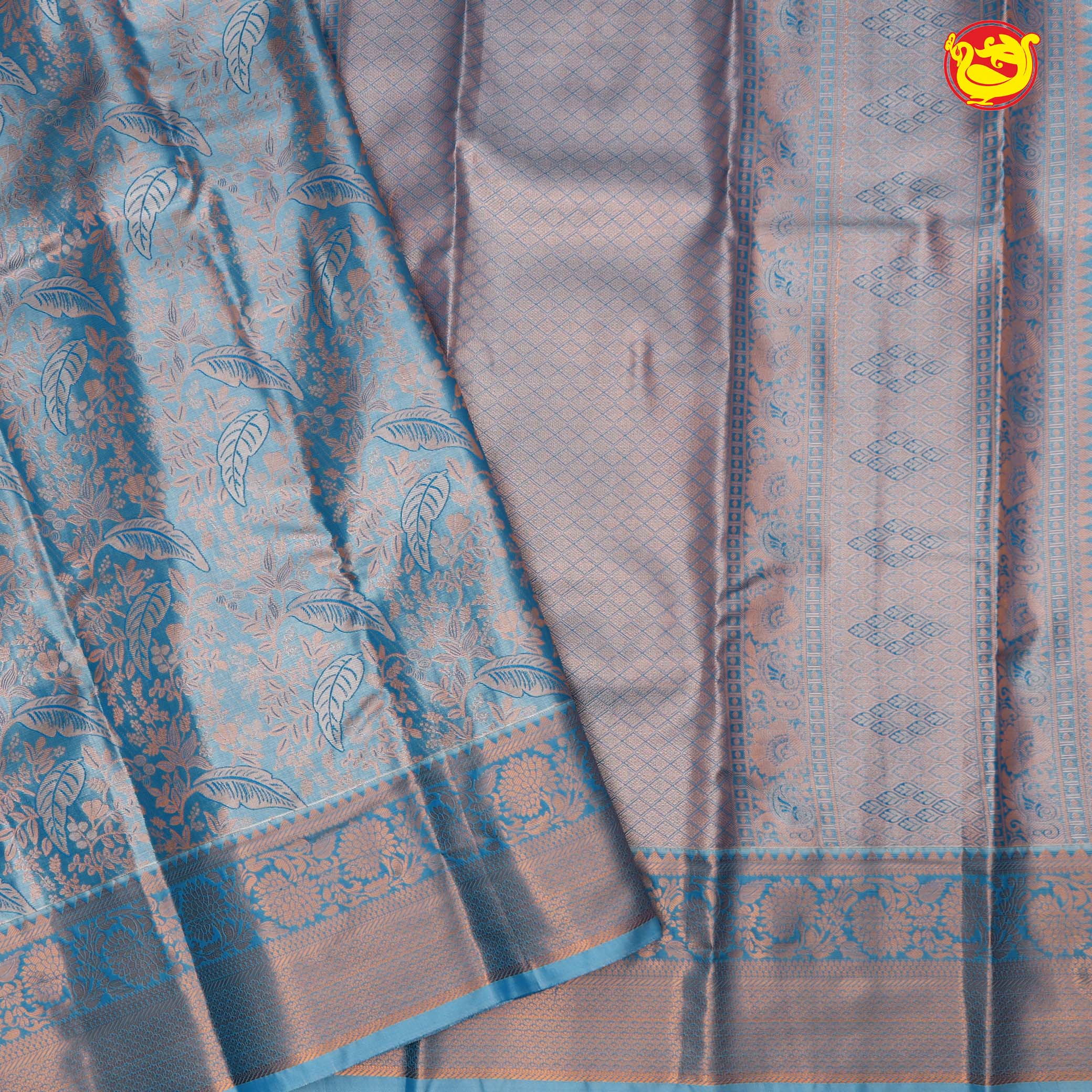 Sky Blue Banana Leaf's Tussar Silk Saree