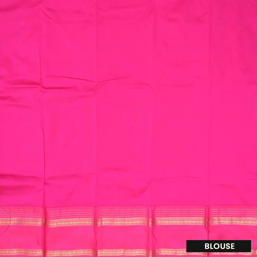 Dark Green and Rani Pink Soft Silk Saree