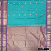 Tiffany Blue with Light Purple Copper Zari Border Soft Silk Saree