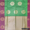 Green with Pink Soft Silk Saree