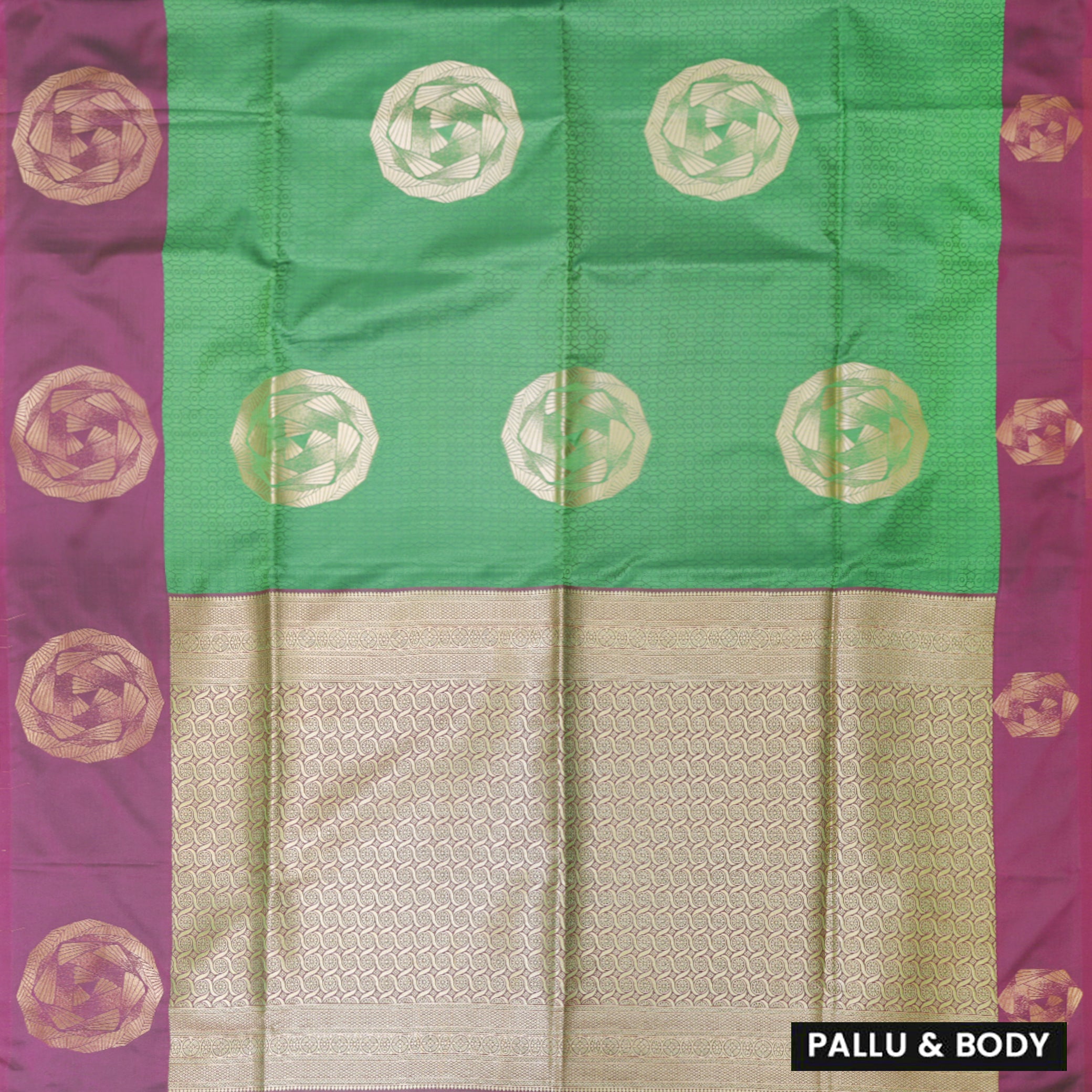 Green with Pink Soft Silk Saree