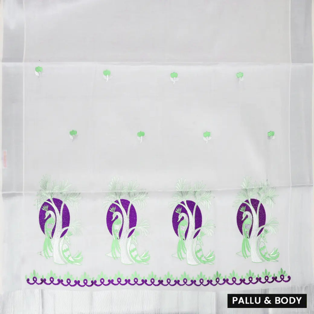 Southloom Exclusive Onam Kerala Traditional Fancy Border Floral Cotton Saree (Matching Plain Blouse Included)