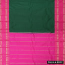 Dark Green and Rani Pink Soft Silk Saree