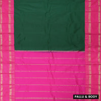 Dark Green and Rani Pink Soft Silk Saree