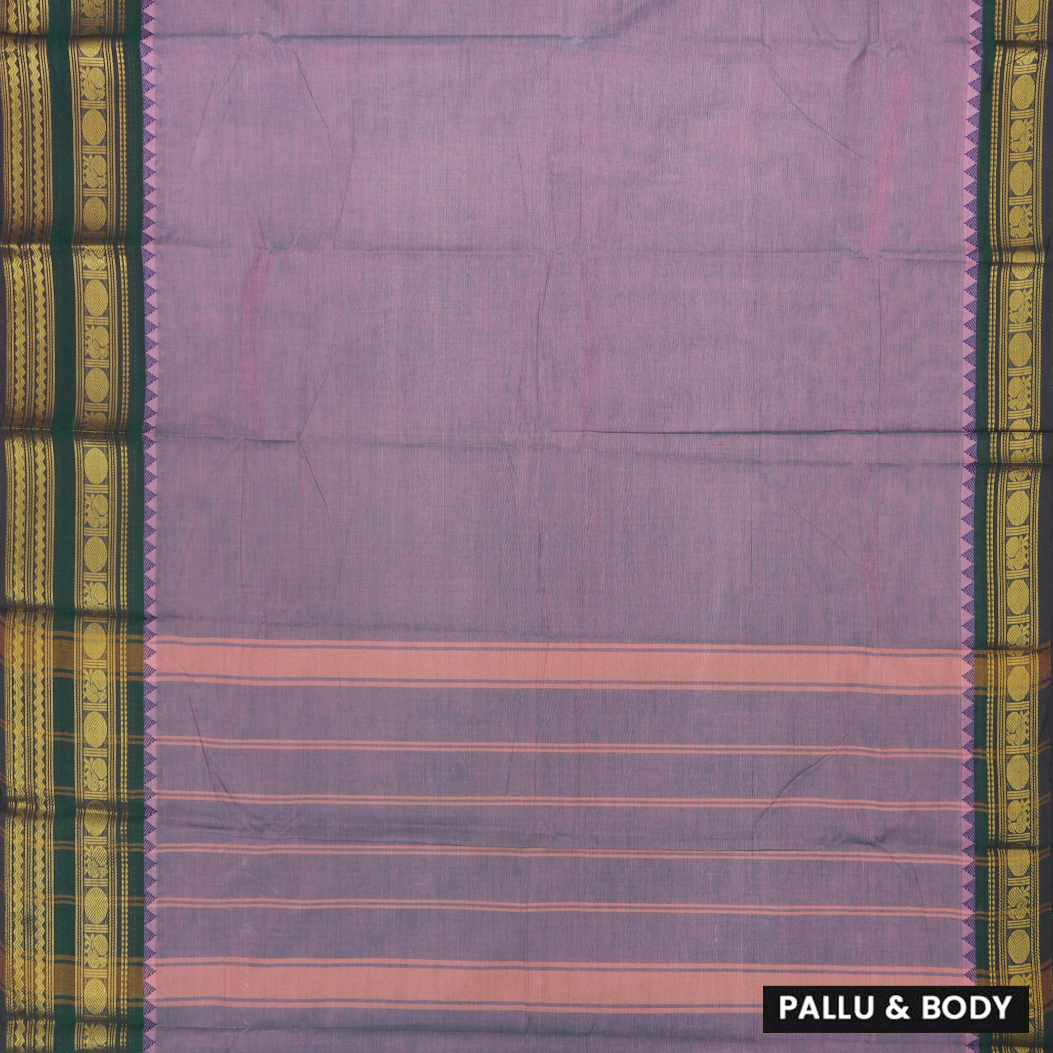 Mauve With Dark Green Pure Chettinad Cotton Saree without Blouse