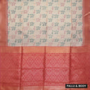 Light CreamWith Red Pochampally Semi Ikat Silk Saree