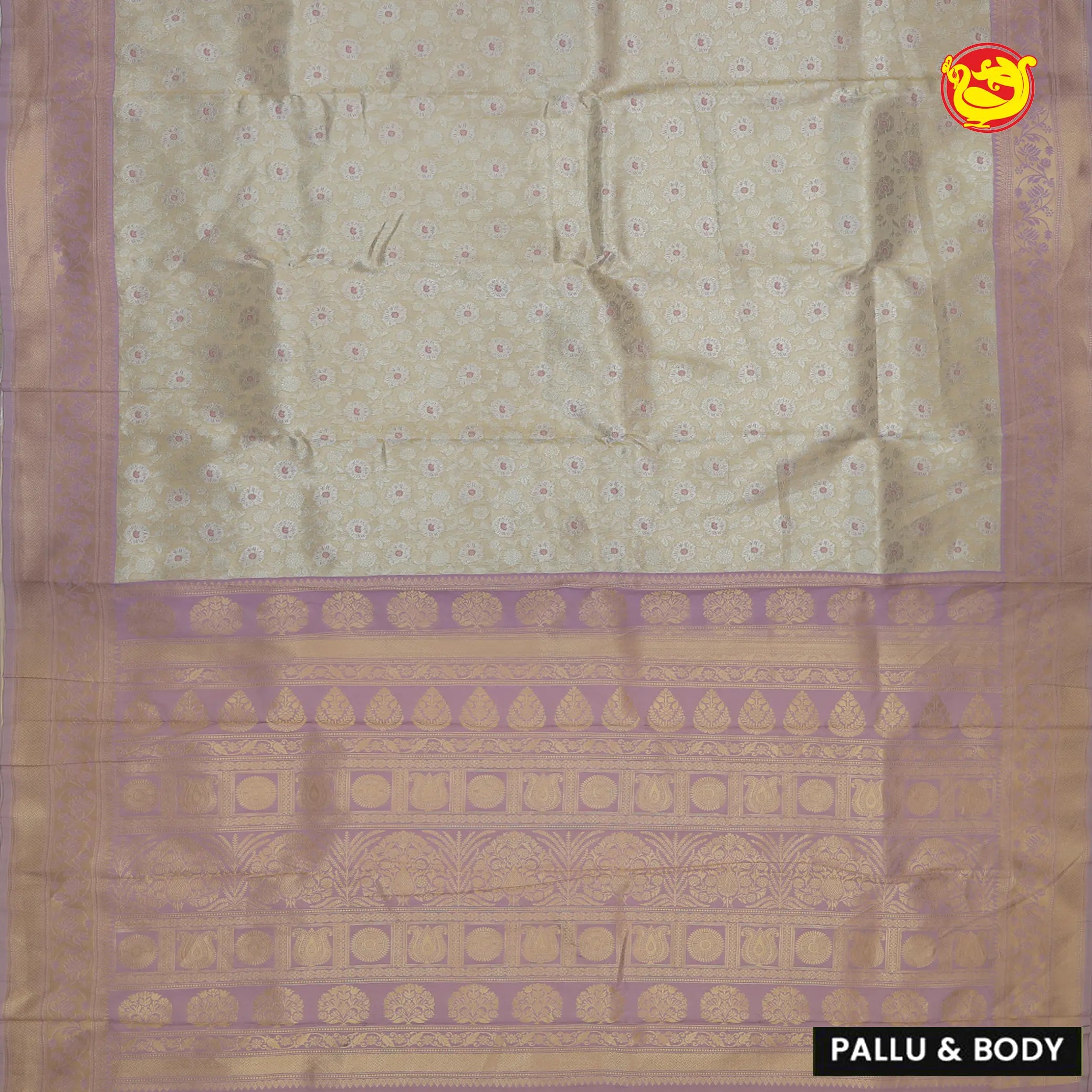 Sandal with  Lavender Tissue Semi Silk Saree