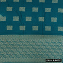 Teal blue With Sandal Zari Silk Cotton Saree