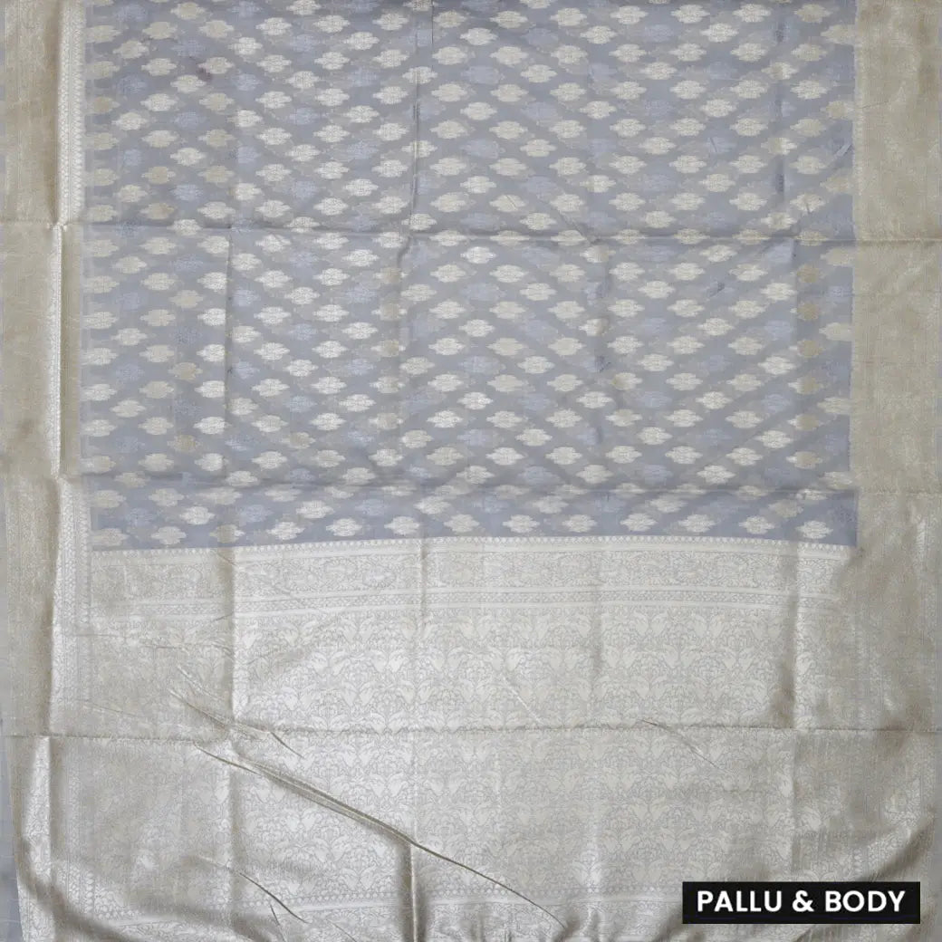 Dark Grey Colour Fancy Weaving Saree