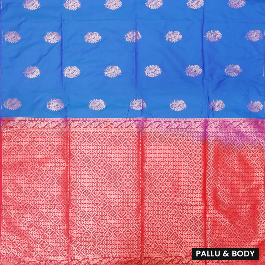 BLUE with REDSoft Silk Saree