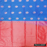 BLUE with REDSoft Silk Saree