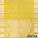Yellow  Colour Gold Zari Border Yuvana Semi Soft Silk Saree
