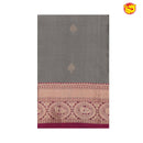 Grey with dark maroon border and pallu soft silk saree