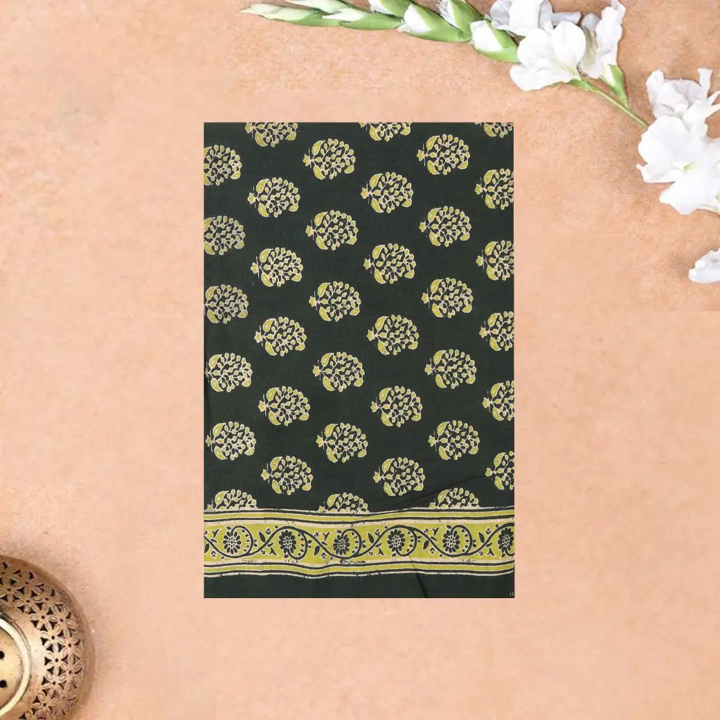 Dark Green Ladies Cotton Chudithar Set Material