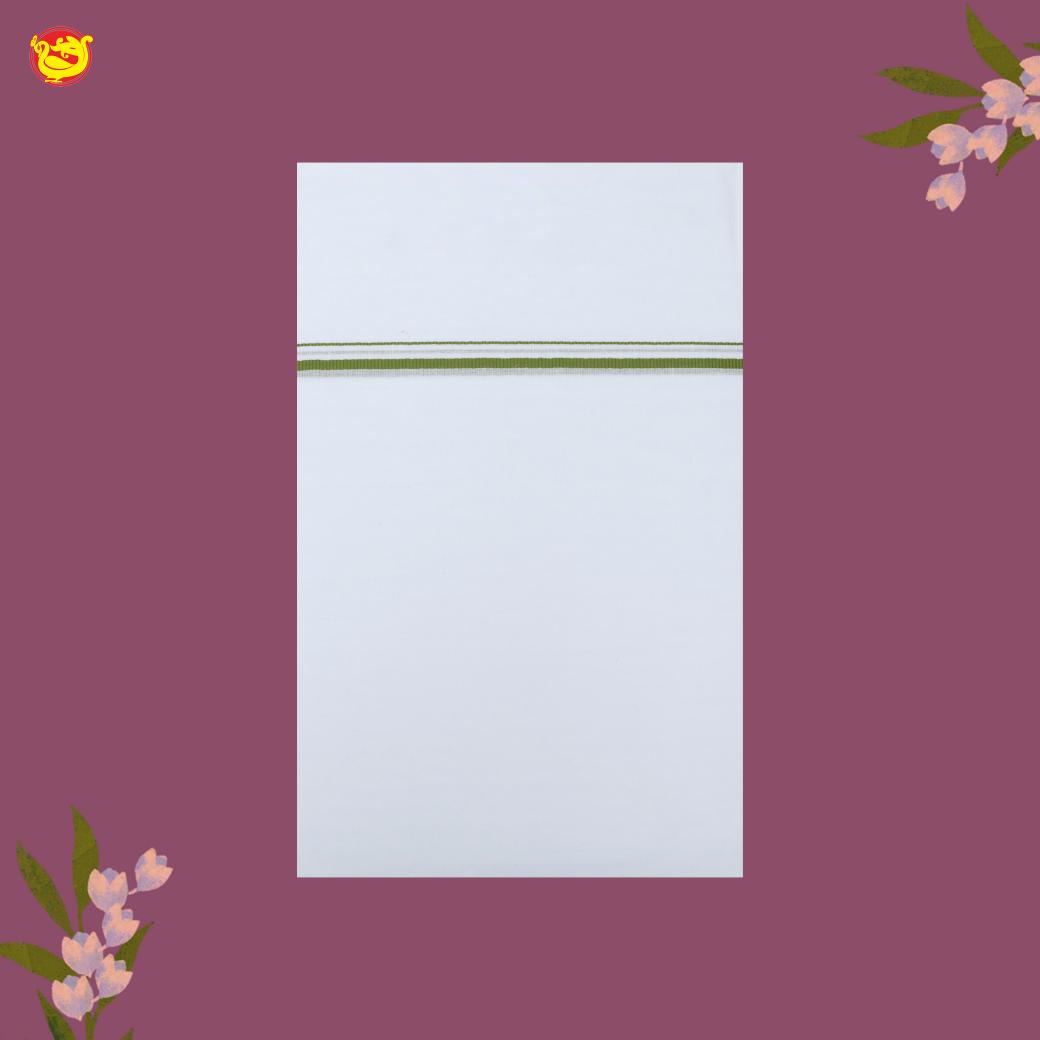 White with Green Border Single Layer Cotton Men’s Dhoti