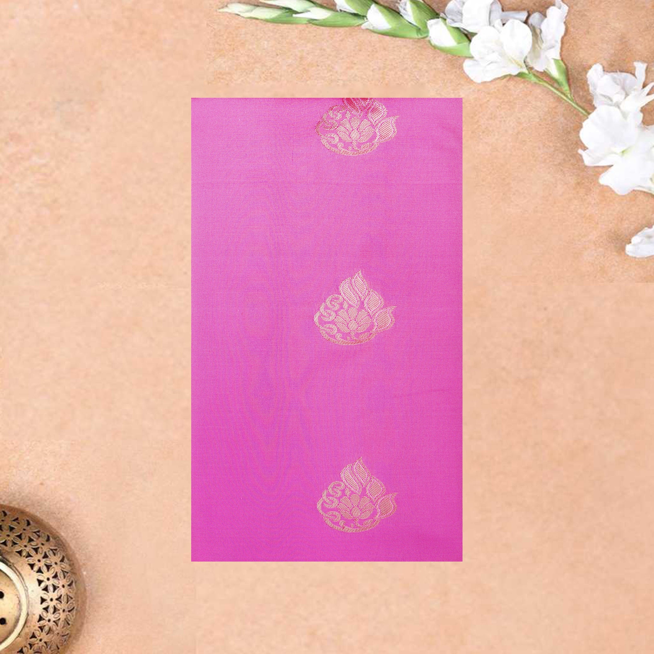 Pink with Green Soft Silk Saree