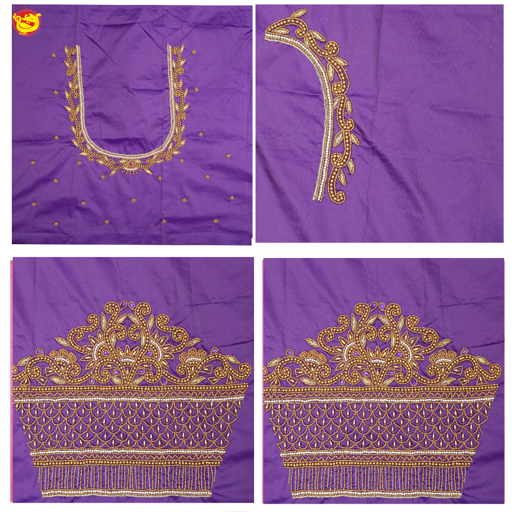 Light Purple Bridal Aariwork Blouse