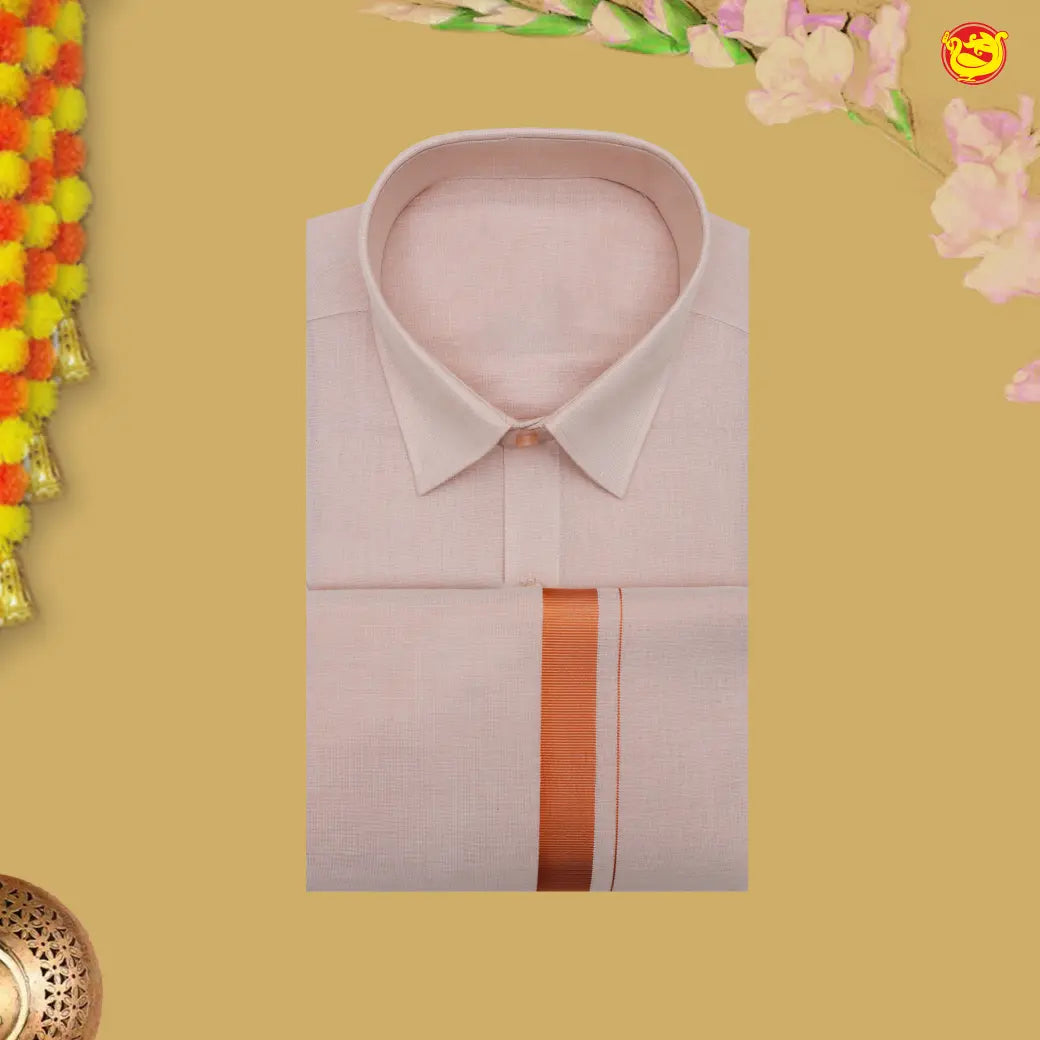 Copper Tissue Readymade Shirts And Dhoti Sets for Men