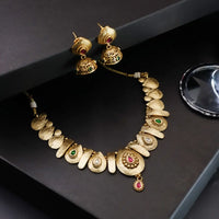 Antique matte necklace with matching jhumkas