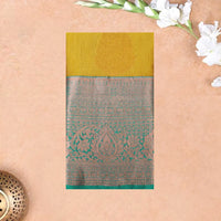 Yellowwith GREEN pure soft silk saree
