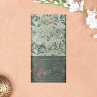 Dark Sea Green with Green Semi Litchi Silk Saree